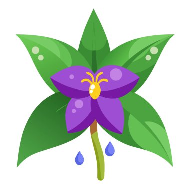 Yakın çekim mor çiçek tradescantia virginiana yağmur damlası Haziran. Yapay zeka üretildi. Vektör simgesi