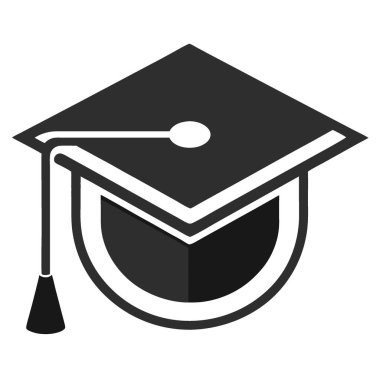 Mezuniyet Kaptan Flatlay ile Merkez Kopya Uzayı Dikey Siyah Beyaz Minimalist. Yapay zeka üretildi. Vektör simgesi