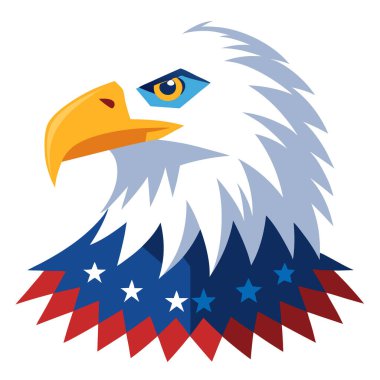 Majestic Bald Eagle Bağımsızlık Günü 'nün sembolü ABD 4 Temmuz. Yapay zeka üretildi. Vektör simgesi