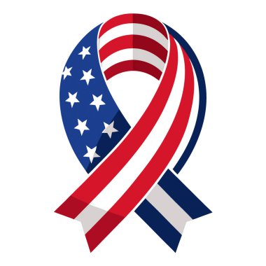 Amerikan Bayrak Çizgileri ve Yıldız desenli Vatansever Kurdele Döngüsü İzole edildi. Yapay zeka üretildi. Vektör simgesi