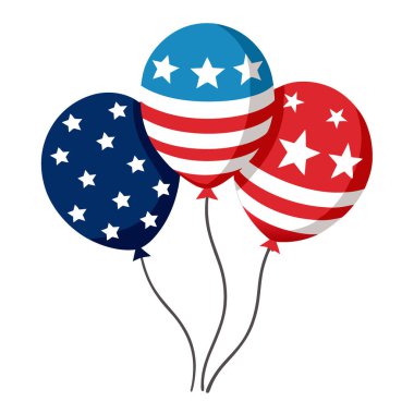 Yıldızlı ve çizgili vatansever balonlar olayları kutlamak için mükemmel. Yapay zeka üretildi. Vektör simgesi