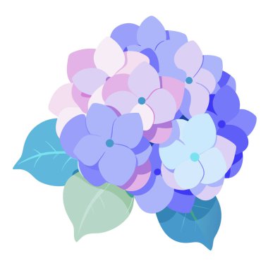 Pastel Blue ve Violet Hydrangea Çiçekleri Yumuşak Odaklı Arka plan Çiçek Dekorasyonu. Yapay zeka üretildi. Vektör simgesi