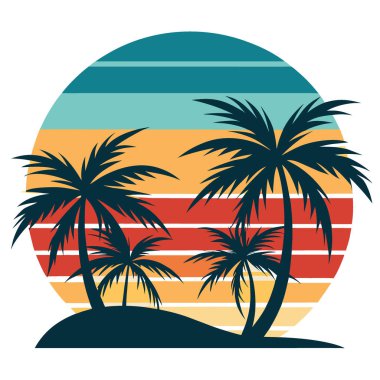 Gökyüzü arkaplanlı tropikal palmiye yaprakları. Yapay zeka üretildi. Vektör simgesi