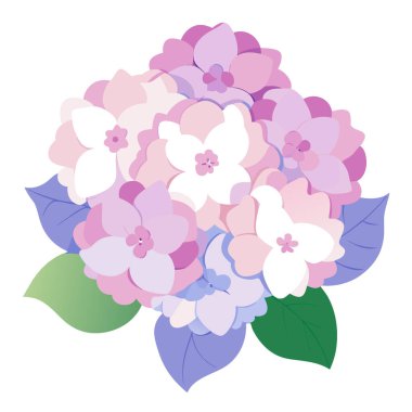 Ortanca çiçekleri Ueno 'da bulunan resimli bir kopya uzay görüntüsüyle tam çiçeklenmiş. Yapay zeka üretildi. Vektör simgesi