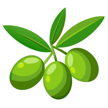 Taze Yeşil Zeytinler ve Zeytin Yaprakları Organik Gıda Teması İçin Açık Arkaplanda. Yapay zeka üretildi. Vektör simgesi