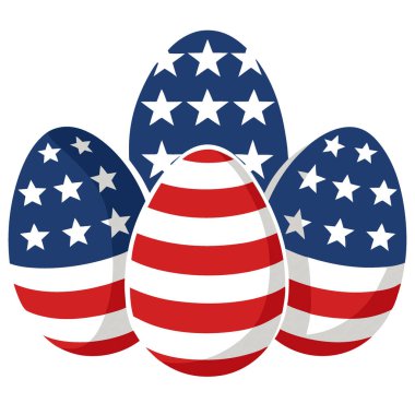 Bağımsızlık Günü için Amerikan bayrağı yumurtaları. Vatansever olaylar. ve tatil dekoru. Yapay zeka üretildi. Vektör simgesi