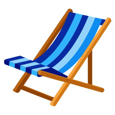 Mavi yaz unsuruyla plaj sandalyesini gevşetiyorum. Şeffaf arkaplanda izole edilmiş. Yapay zeka üretildi. Vektör simgesi