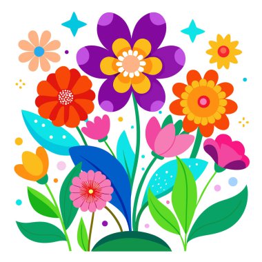 June, Yazın Güzelliğini Kutlayan Dolu Çiçeklerle Renkli Çiçekler Açtı. Yapay zeka üretildi. Vektör simgesi