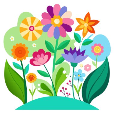 Renkli yaz mevsiminin yüksek çözünürlüklü görüntüsü. Doğal çiçek arka planı. Yapay zeka üretildi. Vektör simgesi