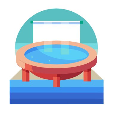 Soyut havuz ambiyansı. Ürün gösterisi için ahşap masa ile bulanık bilardo arka planı. Yapay zeka üretildi. Vektör simgesi