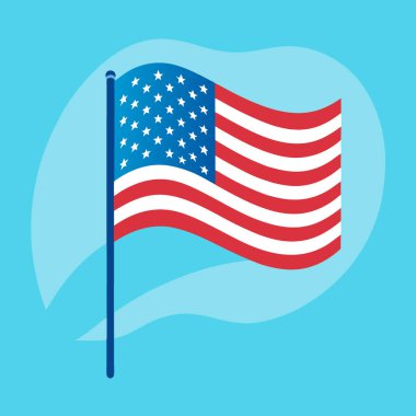Açık Mavi Arkaplanda Amerikan Bayrağı Dalgalanıyor Özgürlük ve Özgürlük Vatanseverlik Sembolü. Yapay zeka üretildi. Vektör simgesi