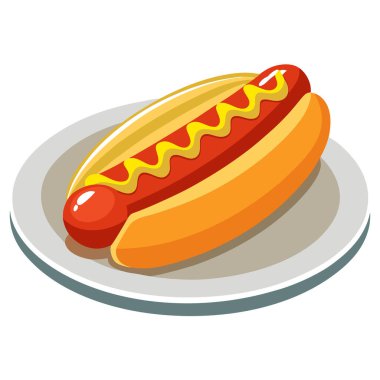 Şeffaf arka planda izole edilmiş bir plaka üzerinde Chicago Style Hot Dog. Yapay zeka üretildi. Vektör simgesi