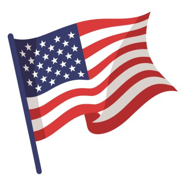 Amerikan bayrağının rüzgarda dalgalanması özgürlük ve ulusal gururu sembolize ediyor. Yapay zeka üretildi. Vektör simgesi