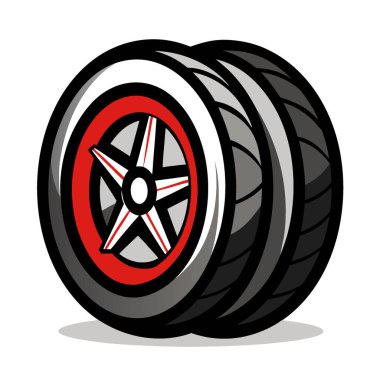 Otomotiv siteleri blogları ve pazarlama malzemeleri için yüksek kaliteli araba lastikleri görüntüsü. Yapay zeka üretildi. Vektör simgesi