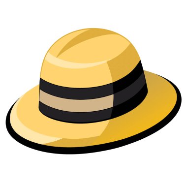 Şeffaf bir arka planda siyah bantlı modaya uygun hasır şapka. Yapay zeka üretildi. Vektör simgesi