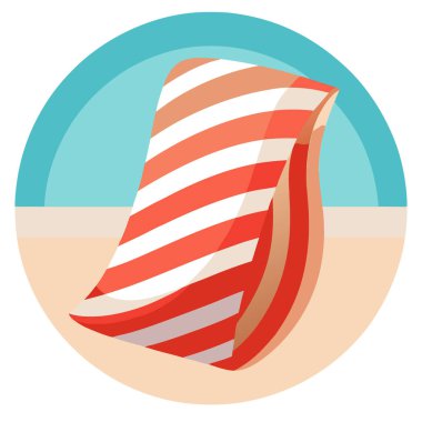 Çizgili sahil havlusu dokusu. Yaz mevsimi gezisi tarihi bulanık web sitesi tasarımına yakın. Yapay zeka üretildi. Vektör simgesi