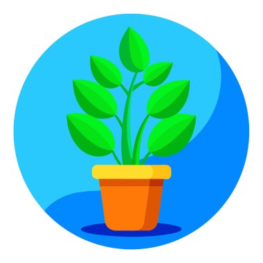 Canlı yeşil bir saksı bitkisine karşı bir festival için geleneksel mavi arka plan süslemesi. Yapay zeka üretildi. Vektör simgesi