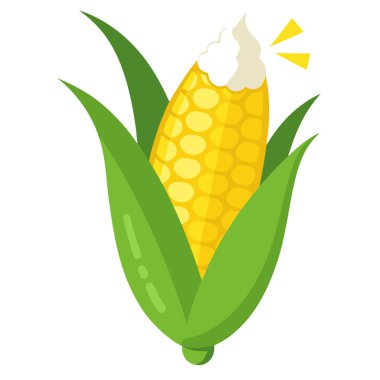 Şeffaf arka planda tereyağı ve otlarla süslenmiş mısır ızgarası. Yapay zeka üretildi. Vektör simgesi