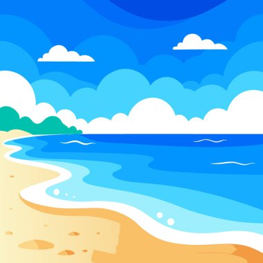 Haziran ayında, Mavi Gök 'ün Sakin Deniz Burnu ve Kum Kumsalı' nın Nazik Dalgaları 'nda yapay zeka oluşturuldu. Vektör simgesi