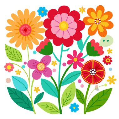 June Renkli Çiçeklerle Yazın Güzelliğini Kutlayan Canlı Çiçek Arkaplanı açıyor. Yapay zeka üretildi. Vektör simgesi