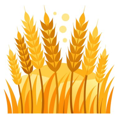 Altın kulaklı bir buğday tarlasının manzarası yaz güneşinde hasat için hazır. Yapay zeka üretildi. Vektör simgesi