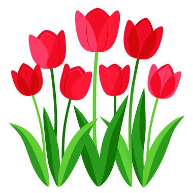 June, Yaz Başları Güzelliğini Kutlayan Dolu Çiçekli Kırmızı Laleler açıyor. Yapay zeka üretildi. Vektör simgesi