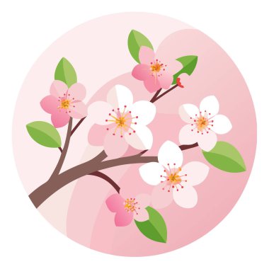 Bahar mevsiminde yumuşak renklerde narin kiraz çiçekleri. Kopya alanı olan bahar çiçekleri. Yapay zeka üretildi. Vektör simgesi