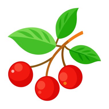 Kiraz dalının kırmızı böğürtlenlerine odaklan. Yapay zeka üretildi. Vektör simgesi
