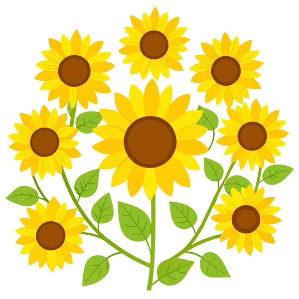 Beyaz ya da şeffaf arkaplanda izole edilmiş sınır düzeninde sarı ayçiçekleri. Yapay zeka üretildi. Vektör simgesi