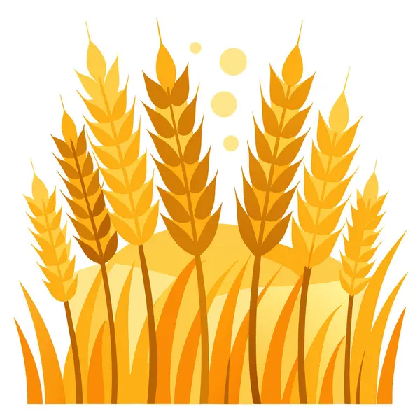 Altın kulaklı bir buğday tarlasının manzarası yaz güneşinde hasat için hazır. Yapay zeka üretildi. Vektör simgesi