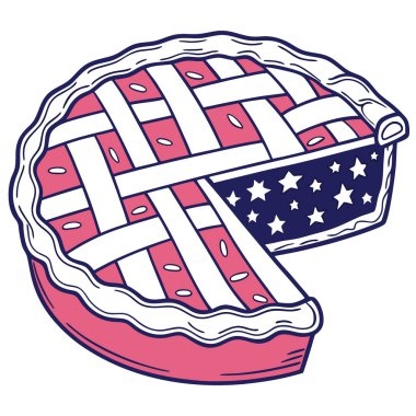 Beyaz Arkaplanda Beyaz Kabuklu Kırmızı Beyaz Amerikan Bayrak Turtası. Yapay zeka üretildi. Vektör simgesi