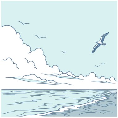 Bulutsuz açık mavi gökyüzü. Görüntüler için doğal bir arka plan. Deniz. Yapay zeka üretildi. Vektör simgesi