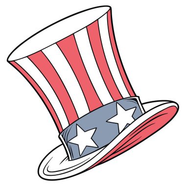 Sam Amca 'nın şapkası şeffaf arka planda izole edilmiş yıldızlı ve çizgili. Yapay zeka üretildi. Vektör simgesi