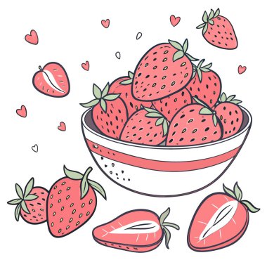 Sulu Kırmızı Çilekler Hoş Bir Yaz Muamelesi. Taze ve toplamaya hazır. Yapay zeka üretildi. Vektör simgesi