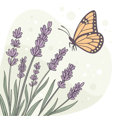 Lavanta Çiçekleri 'nde Kelebek ve Güneş Işığı ve Bokeh Yazın Doğa Arkaplanda. Yapay zeka üretildi. Vektör simgesi