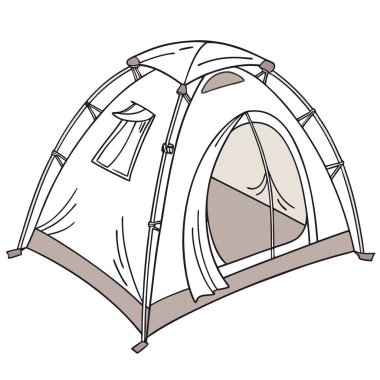 Şeffaf bir arkaplanı olan doğa maceraları için konforlu kamp çadırı. Yapay zeka üretildi. Vektör simgesi
