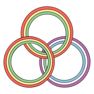 Renkli İç içe geçmiş Gökkuşağı Kurdeleleri Soyut Gurur Ayı Tasarımı Beyaz Arkaplanda. Yapay zeka üretildi. Vektör simgesi