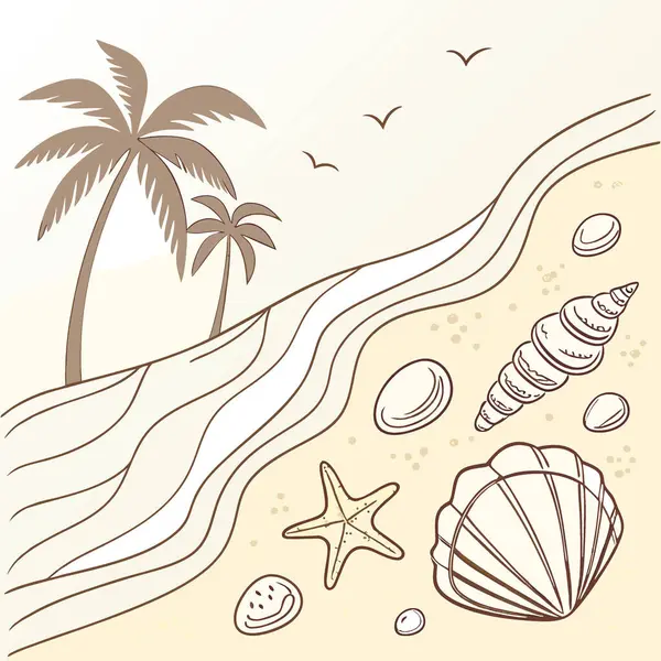 Kumsaldaki deniz kabukları plaj tatilinden güzel dokular yaratıyor. Yapay zeka üretildi. Vektör simgesi