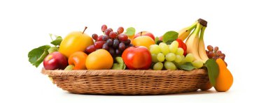 Meyve sepeti, beyaz izole arkaplan