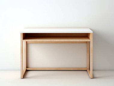 Modern ahşap masa, minimal tasarım.