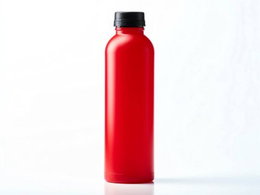 Kırmızı şişe, beyaz izole arkaplan