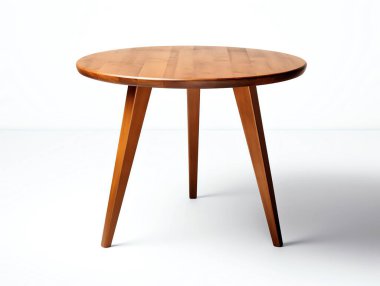 Tahta masa, beyaz izole arkaplan.