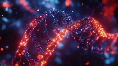 Karanlıkta parlayan renkli DNA sarmalı