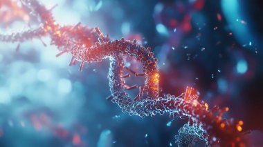 Parlak efektli soyut DNA ipliği