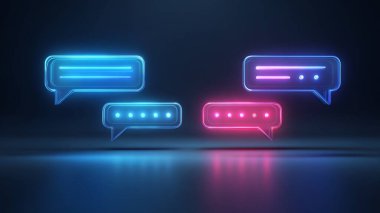 Parlak efektli renkli sohbet baloncukları.