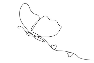 Kelebek çevrimiçi güzel el çizimi çizimi taslak vektör ilüstrasyonu