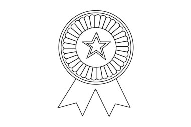 Başarı Rozeti simgesi çizgi vektör sanatının tek satır sanatı izole siyah beyaz arkaplan