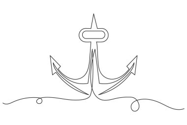 Gemi ancor aralıksız tek satır resim çizimi çizimi