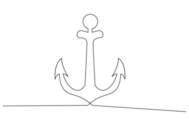 Gemi ancor aralıksız tek satır resim çizimi çizimi