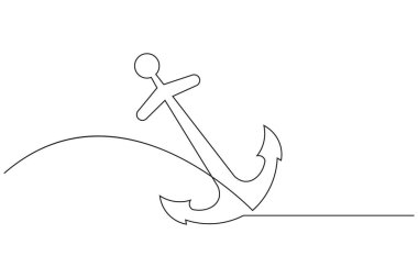 Gemi ancor aralıksız tek satır resim çizimi çizimi